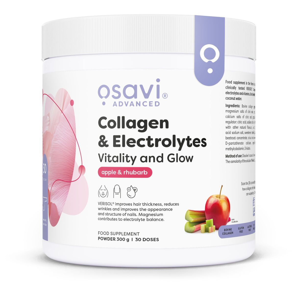 Osavi Collagen & Electrolytes Vitality and Glow Apple & Rhubarb 300 g