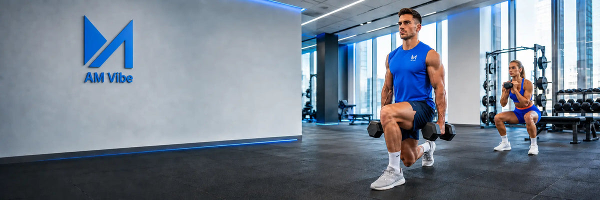 AM Vibe athletes training in colourful sportswear with branded wall and chest logos