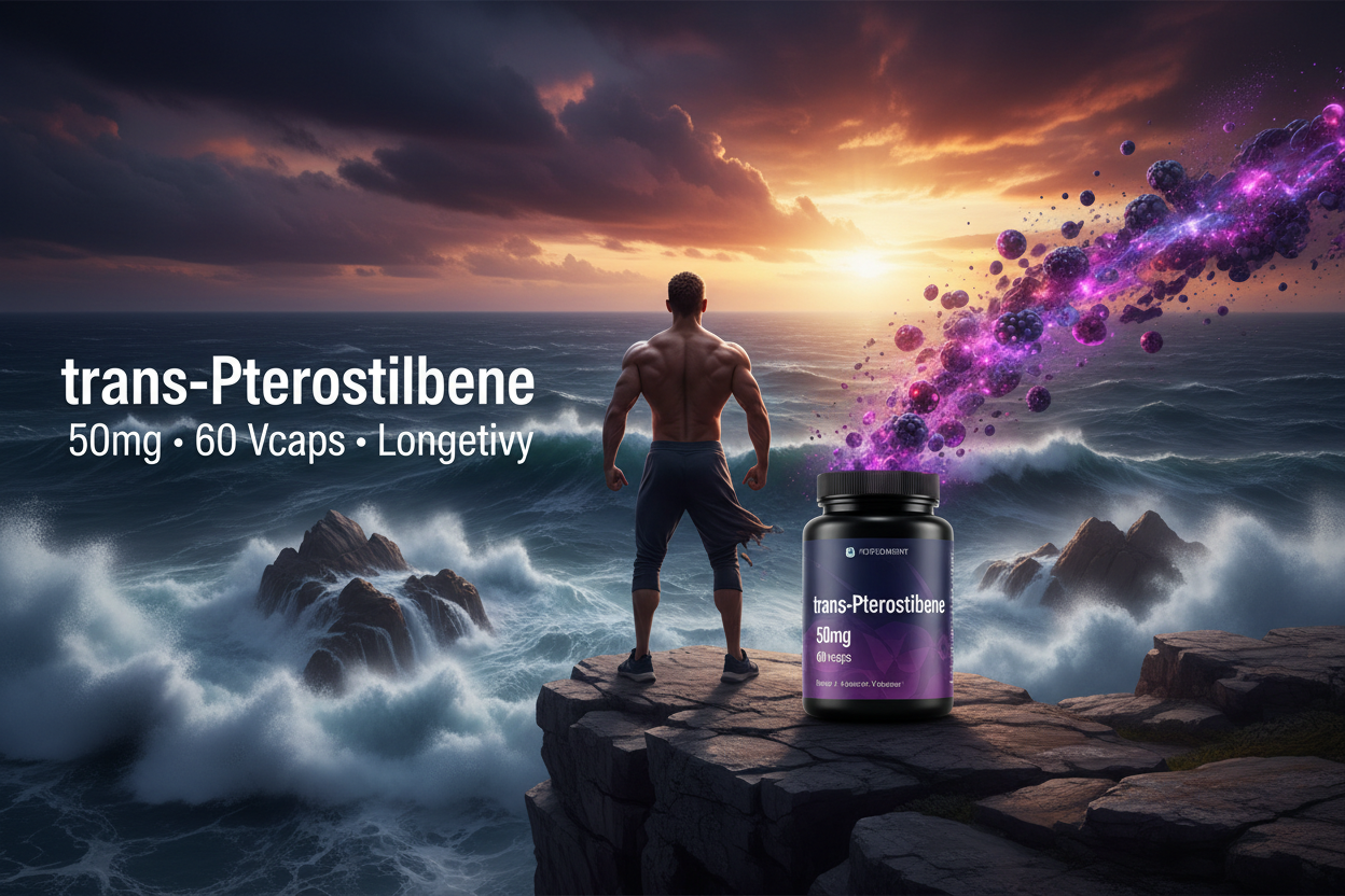 trans-Pterostilbene 50mg - Stormy Ocean Cliff Athlete