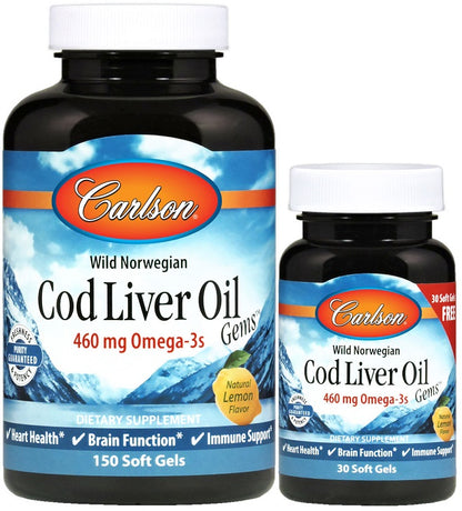 Wild Norwegian Cod Liver Oil Gems by Carlson Labs