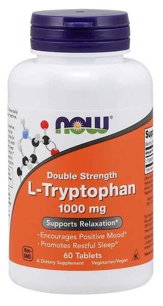 NOW Foods L-Tryptophan 1000 mg Double Strength - 60 Tablets