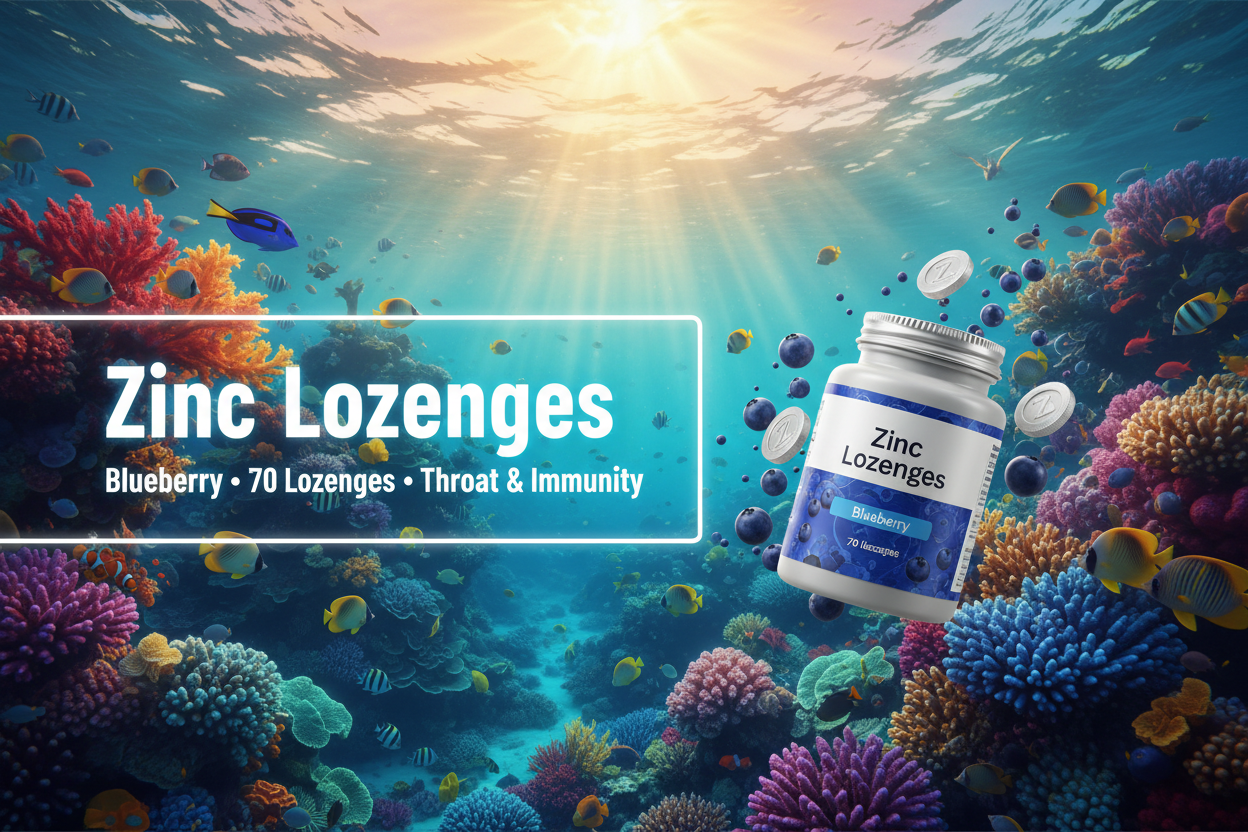Zinc Lozenges Blueberry 70 - Coral Reef Underwater